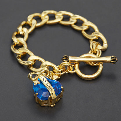 Bracelet Crystal Gemstone Love Zircon Bow Pendant T-Buckle Crown Handmade