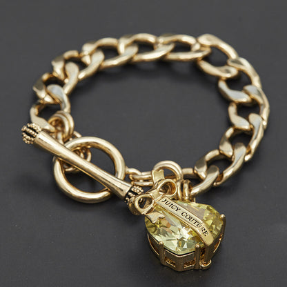 Bracelet Crystal Gemstone Love Zircon Bow Pendant T-Buckle Crown Handmade